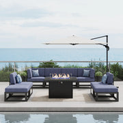 LayinSun 9 - Piece Large Outdoor Modular Sectional Set with Propane Fire Pit Table