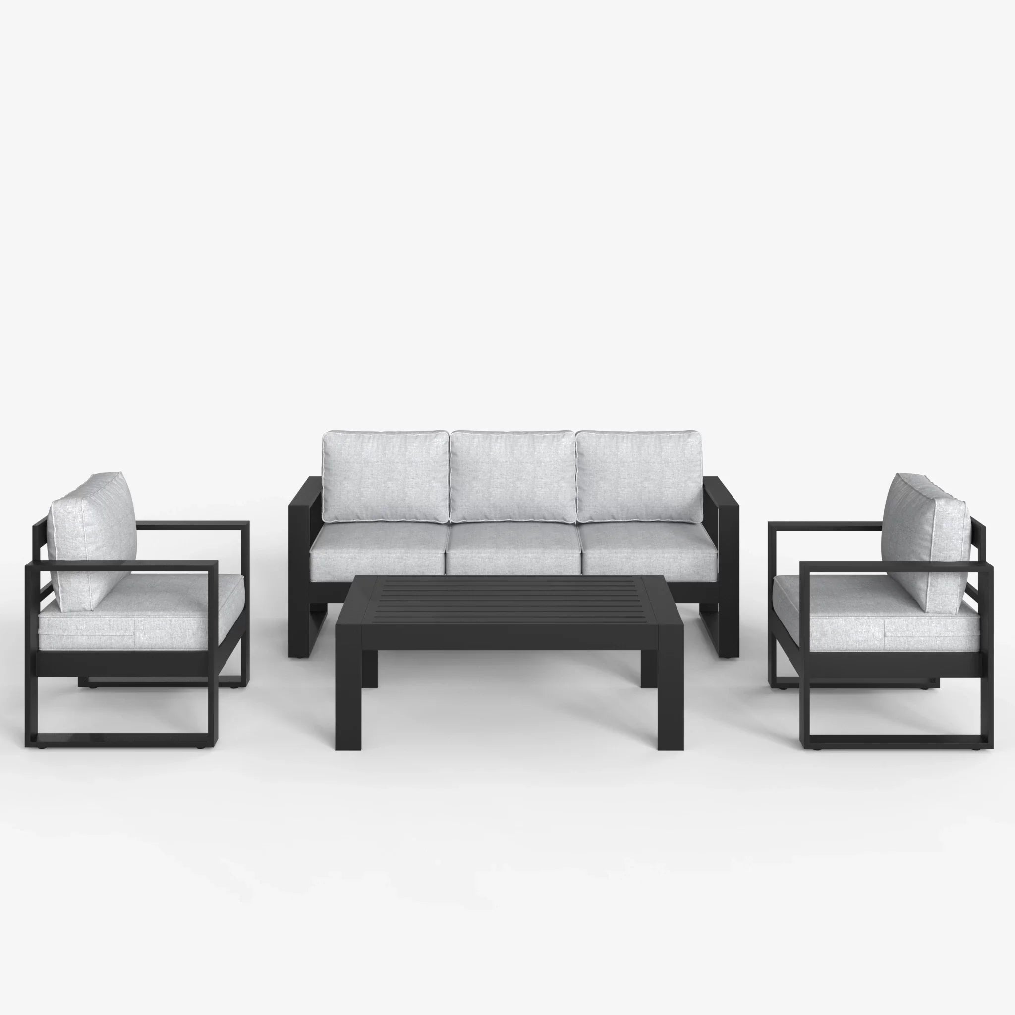 LayinSun 4 Piece Hight Back Aluminum Outdoor Sofa Set with Coffee Table