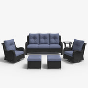 LayinSun 6 - Piece Curved Armrest Wicker Swivel Glider Lounge Chairs & Sofa Set