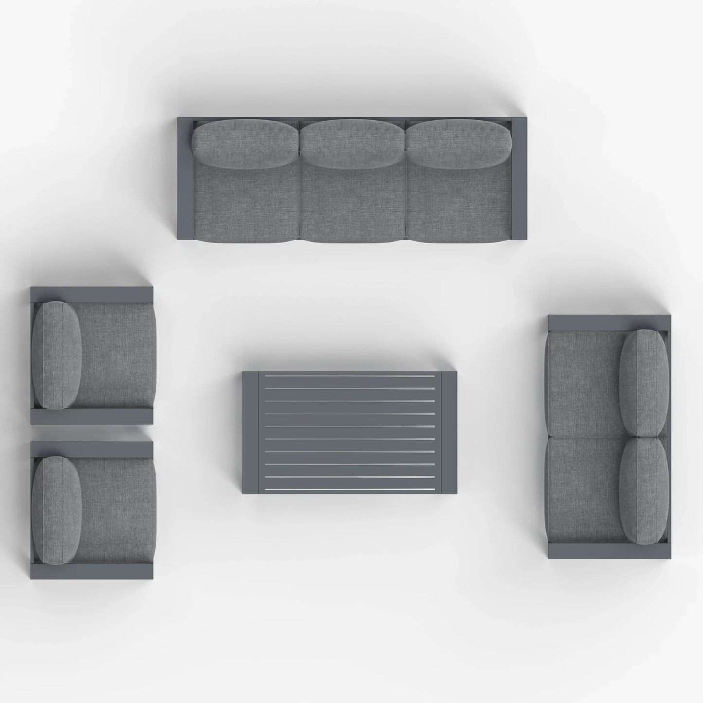 LayinSun 5 - Piece Outdoor Aluminum Furniture Set with Rectangle Coffee Table