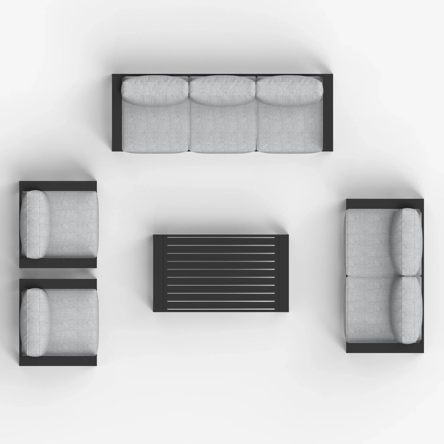 LayinSun 5 - Piece Outdoor Aluminum Furniture Set with Rectangle Coffee Table