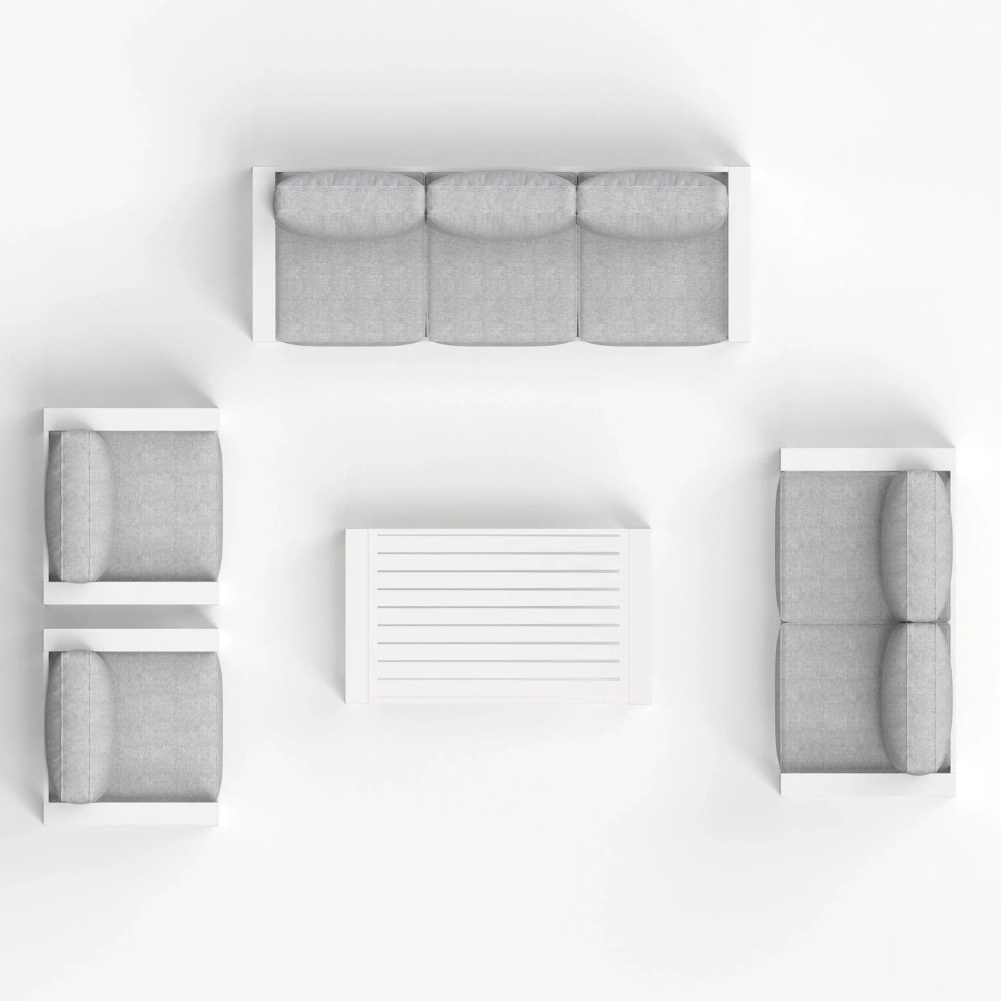 LayinSun 5 - Piece Outdoor Aluminum Furniture Set with Rectangle Coffee Table