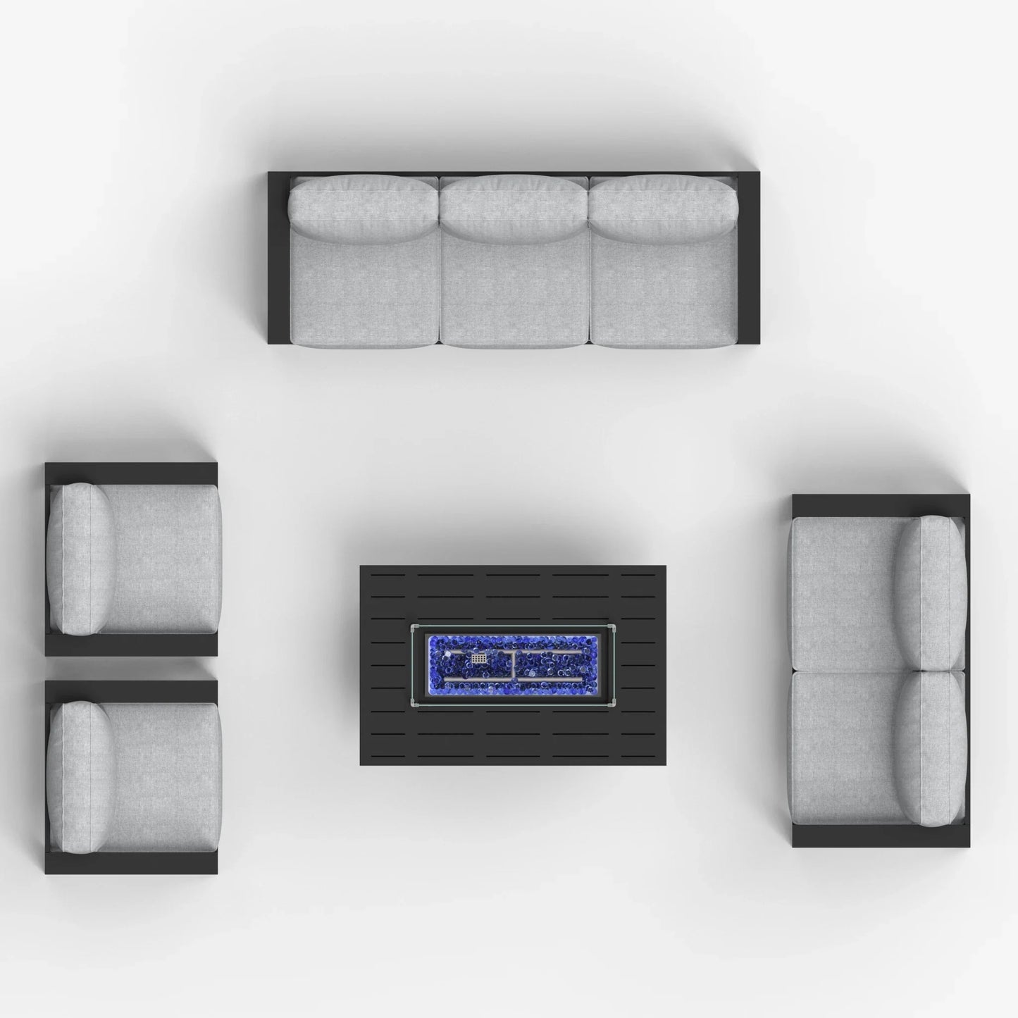 LayinSun 5 - Piece Outdoor Aluminum Furniture Set with 44'' Propane Gas Fire Pit Table