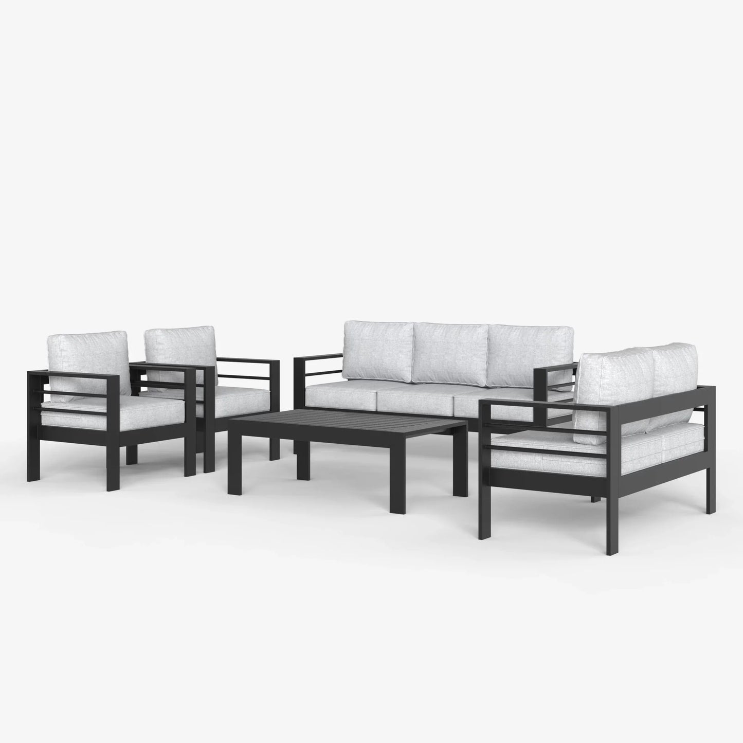 LayinSun 5 - Piece Outdoor Aluminum Furniture Set with Rectangle Coffee Table