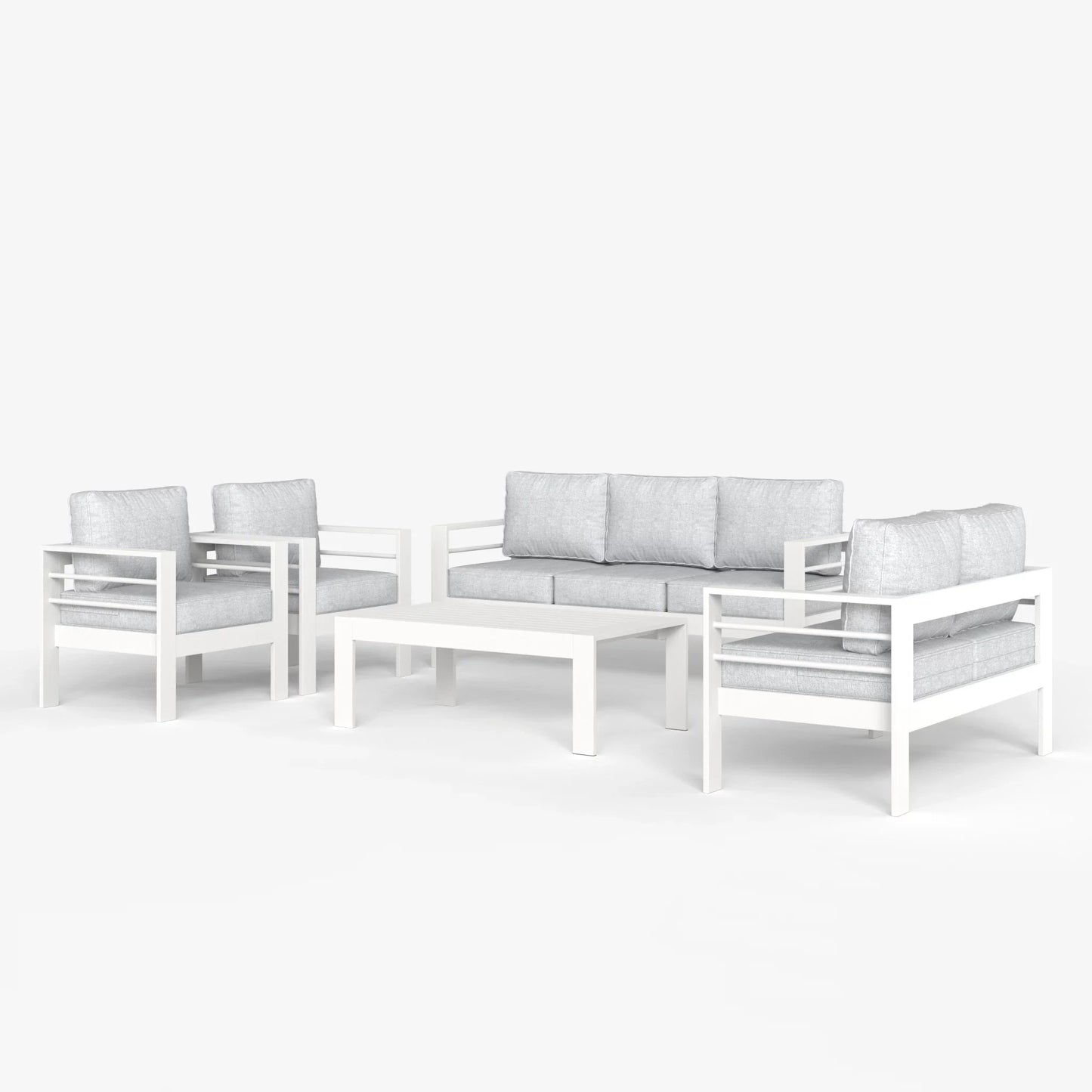 LayinSun 5 - Piece Outdoor Aluminum Furniture Set with Rectangle Coffee Table