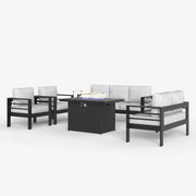 LayinSun 5 - Piece Outdoor Aluminum Furniture Set with 44'' Propane Gas Fire Pit Table