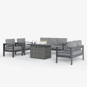 LayinSun 5 - Piece Outdoor Aluminum Furniture Set with 44'' Propane Gas Fire Pit Table
