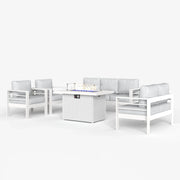 LayinSun 5 - Piece Outdoor Aluminum Furniture Set with 44'' Propane Gas Fire Pit Table