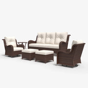 LayinSun 6 - Piece Curved Armrest Wicker Swivel Glider Lounge Chairs & Sofa Set