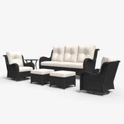 LayinSun 6 - Piece Curved Armrest Wicker Swivel Glider Lounge Chairs & Sofa Set