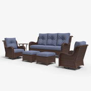 LayinSun 6 - Piece Curved Armrest Wicker Swivel Glider Lounge Chairs & Sofa Set
