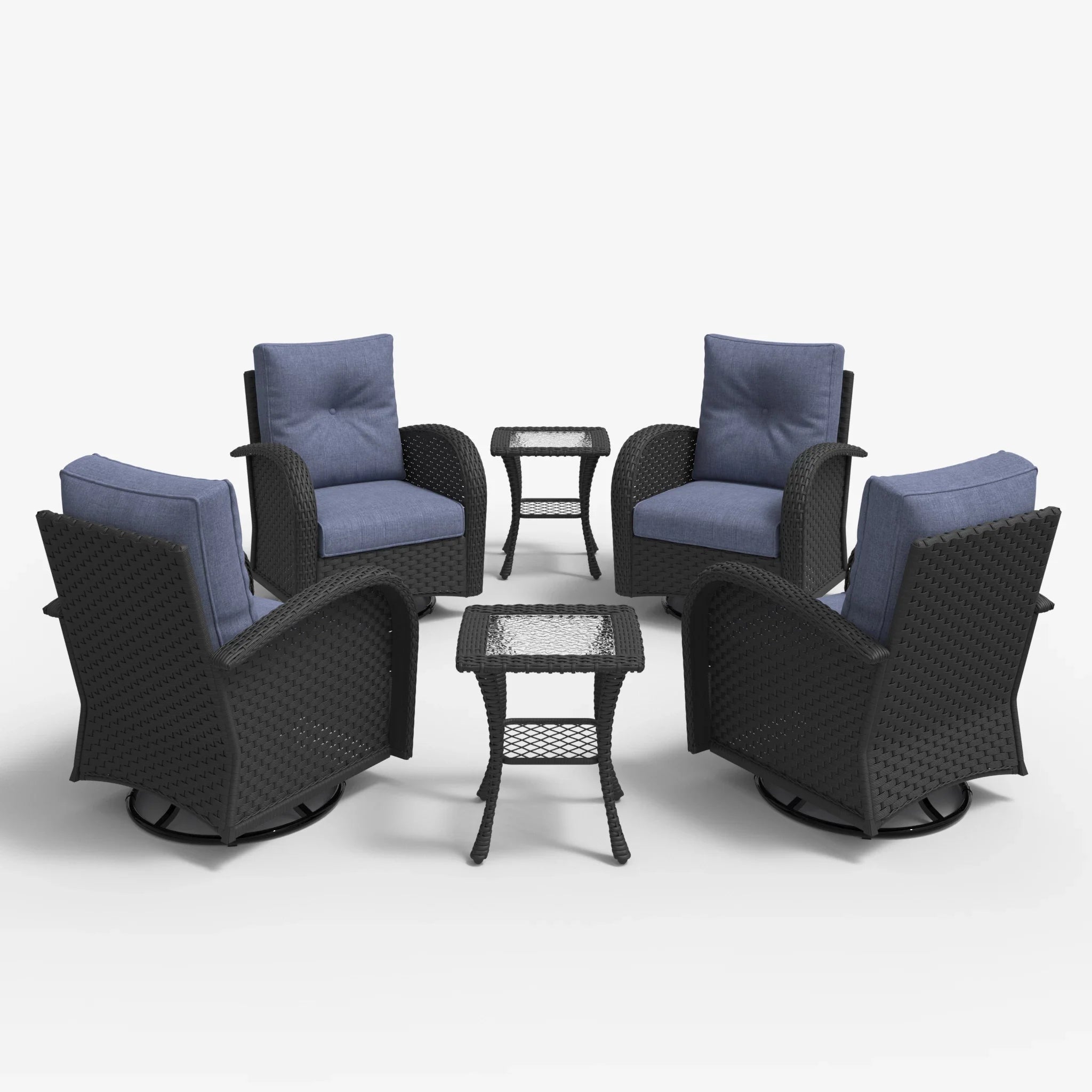 LayinSun 6 - Piece Outdoor Wicker Swivel Chairs Set