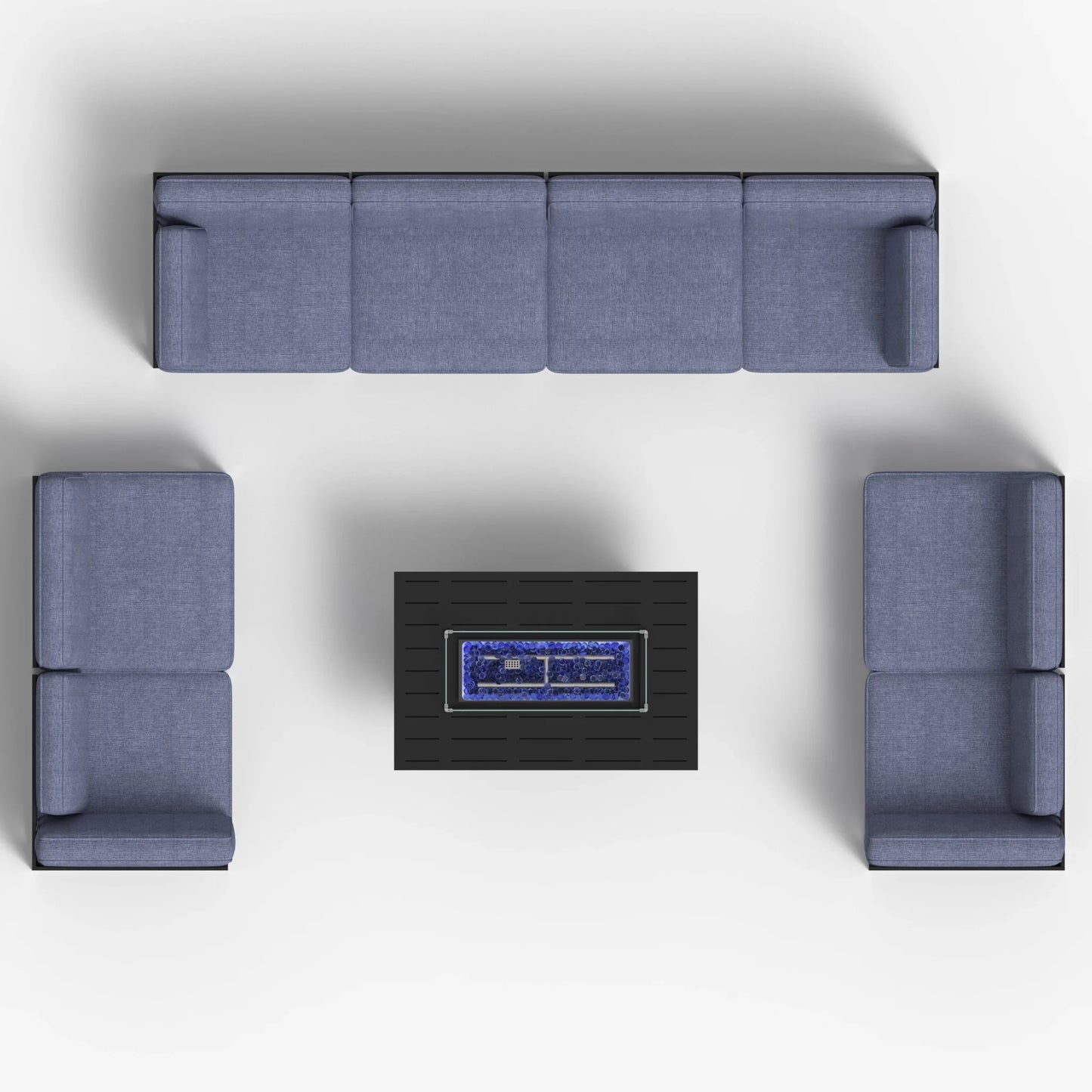 LayinSun 9 - Piece Large Outdoor Modular Sectional Set with Propane Fire Pit Table