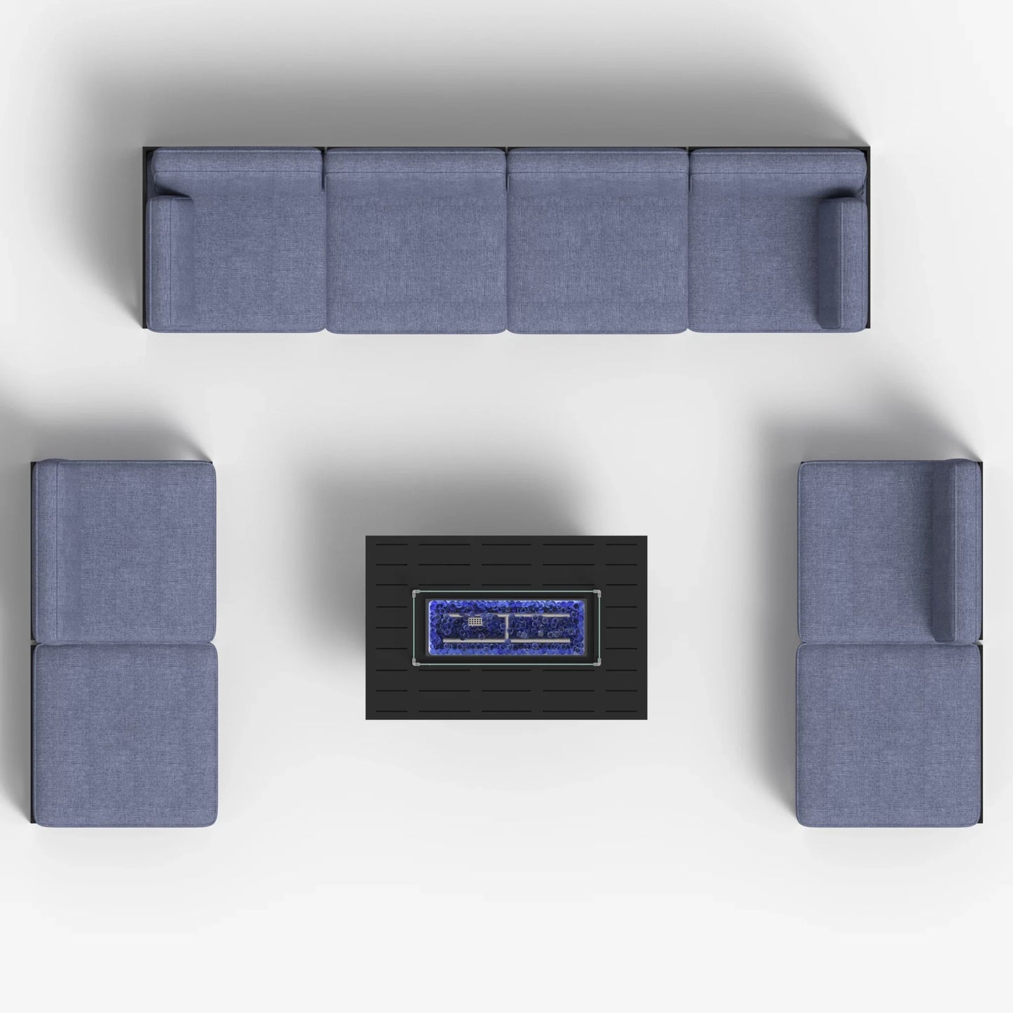 LayinSun 9 - Piece Large Outdoor Modular Sectional Set with Propane Fire Pit Table
