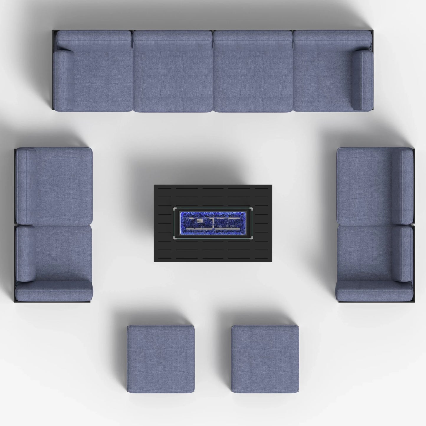 LayinSun 11 - Piece Large Outdoor Modular Sectional Set with Propane Fire Pit Table