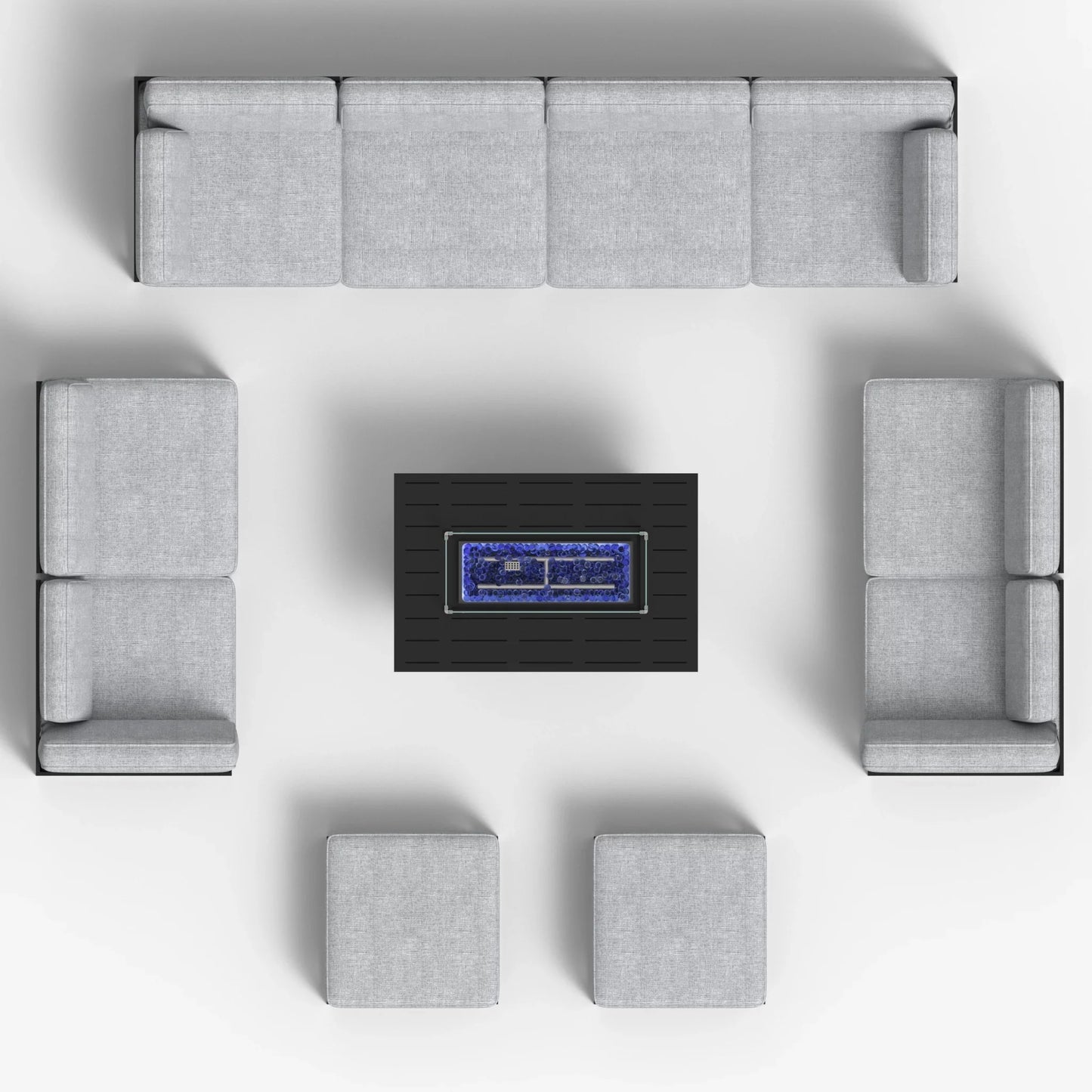 LayinSun 11 - Piece Large Outdoor Modular Sectional Set with Propane Fire Pit Table