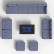 LayinSun 11 - Piece Large Outdoor Modular Sectional Set with Propane Fire Pit Table