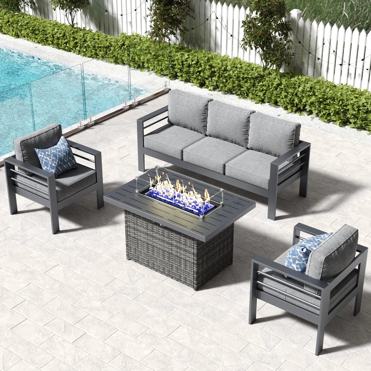 LayinSun Outdoor Aluminum Armchair Set of 2 - Alturas Collection