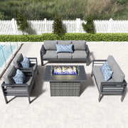 LayinSun 5 - Piece Outdoor Aluminum Furniture Set with 44'' Propane Gas Fire Pit Table
