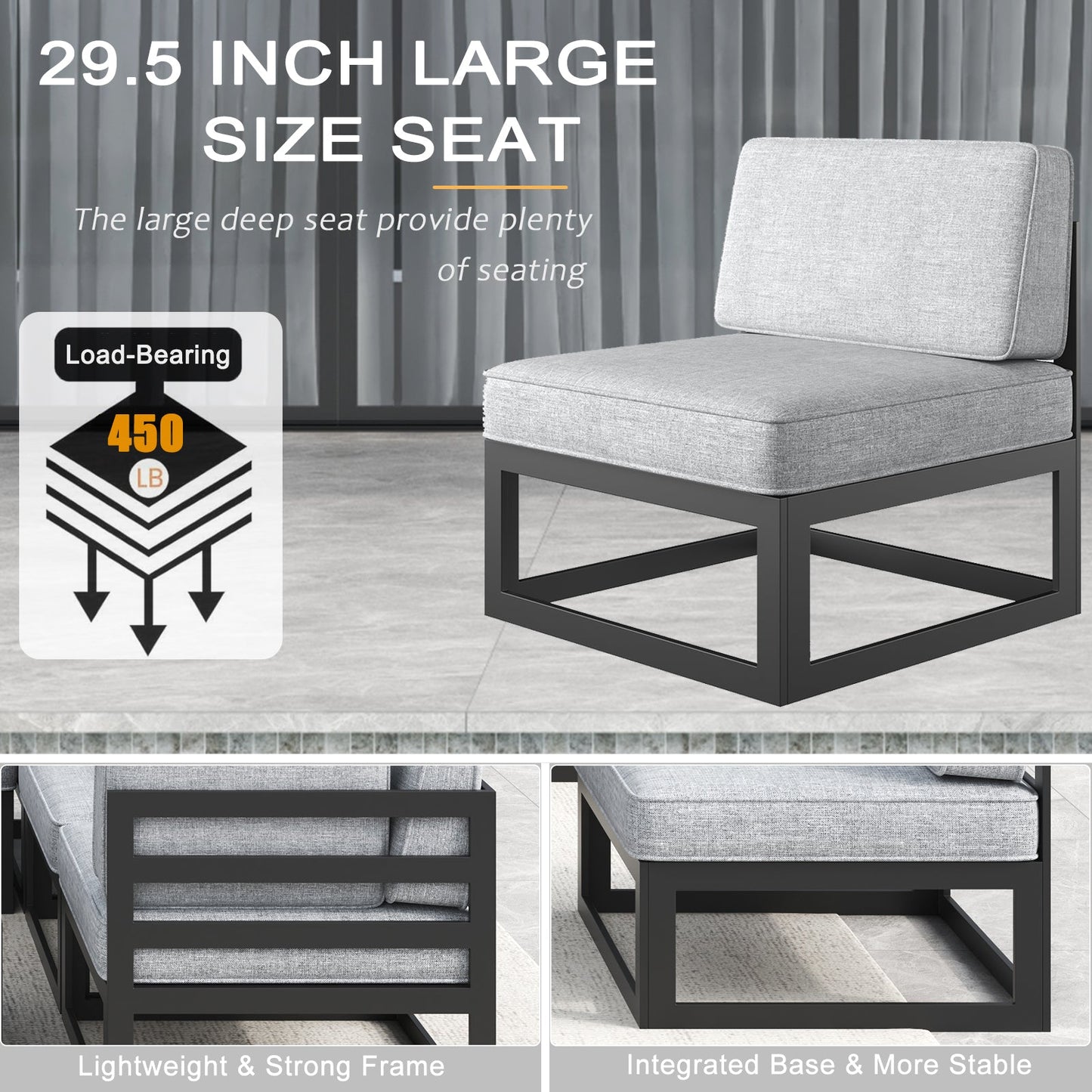 LayinSun 9 - Piece Large Outdoor Modular Sectional Set with Propane Fire Pit Table
