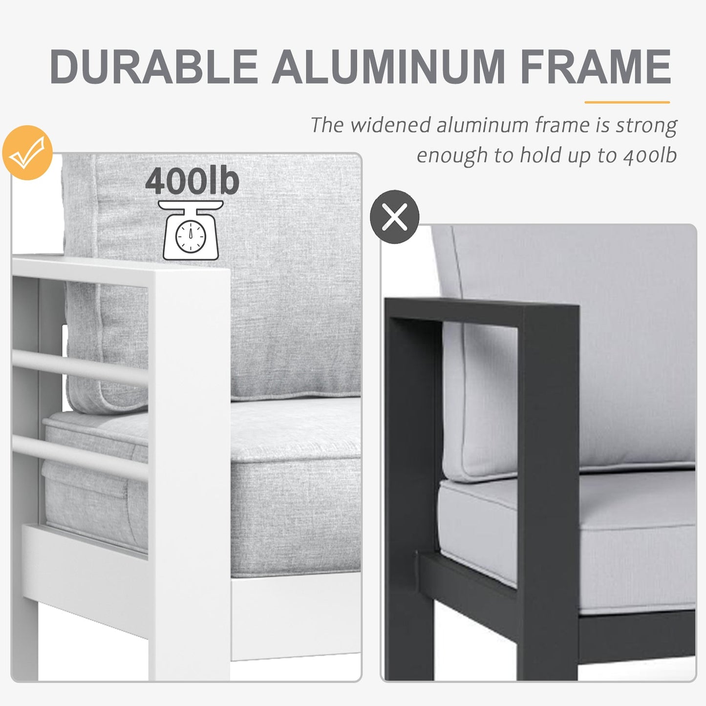 LayinSun 5 - Piece Outdoor Aluminum Furniture Set with Rectangle Coffee Table