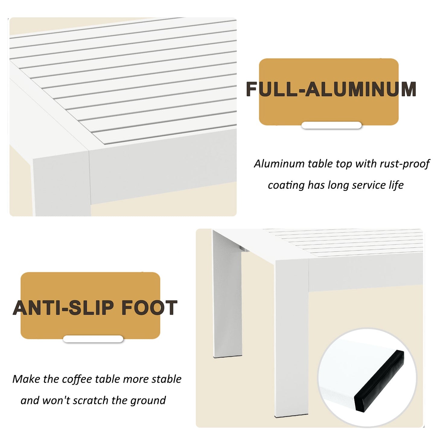 LayinSun 5 - Piece Outdoor Aluminum Furniture Set with Rectangle Coffee Table