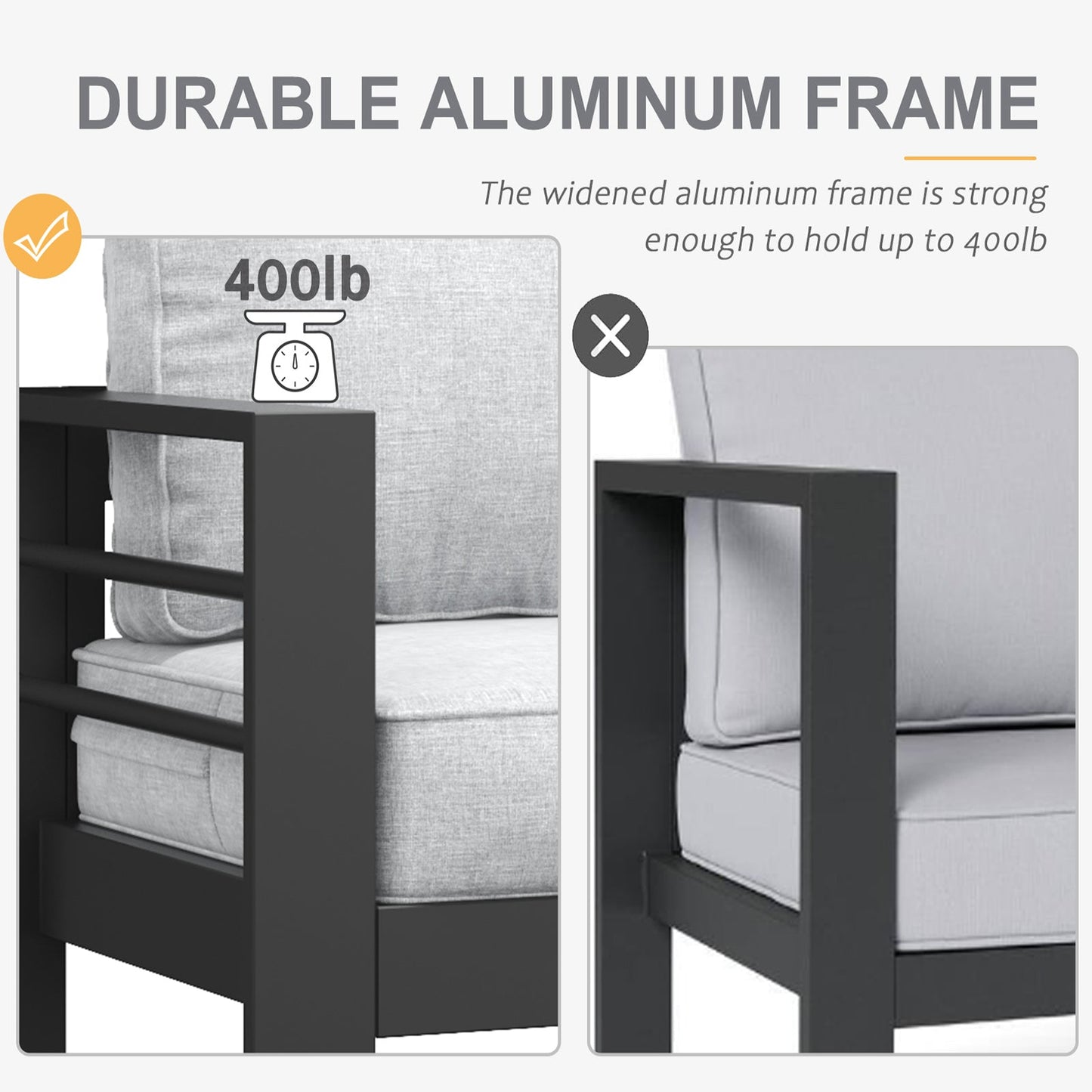 LayinSun 5 - Piece Outdoor Aluminum Furniture Set with Rectangle Coffee Table