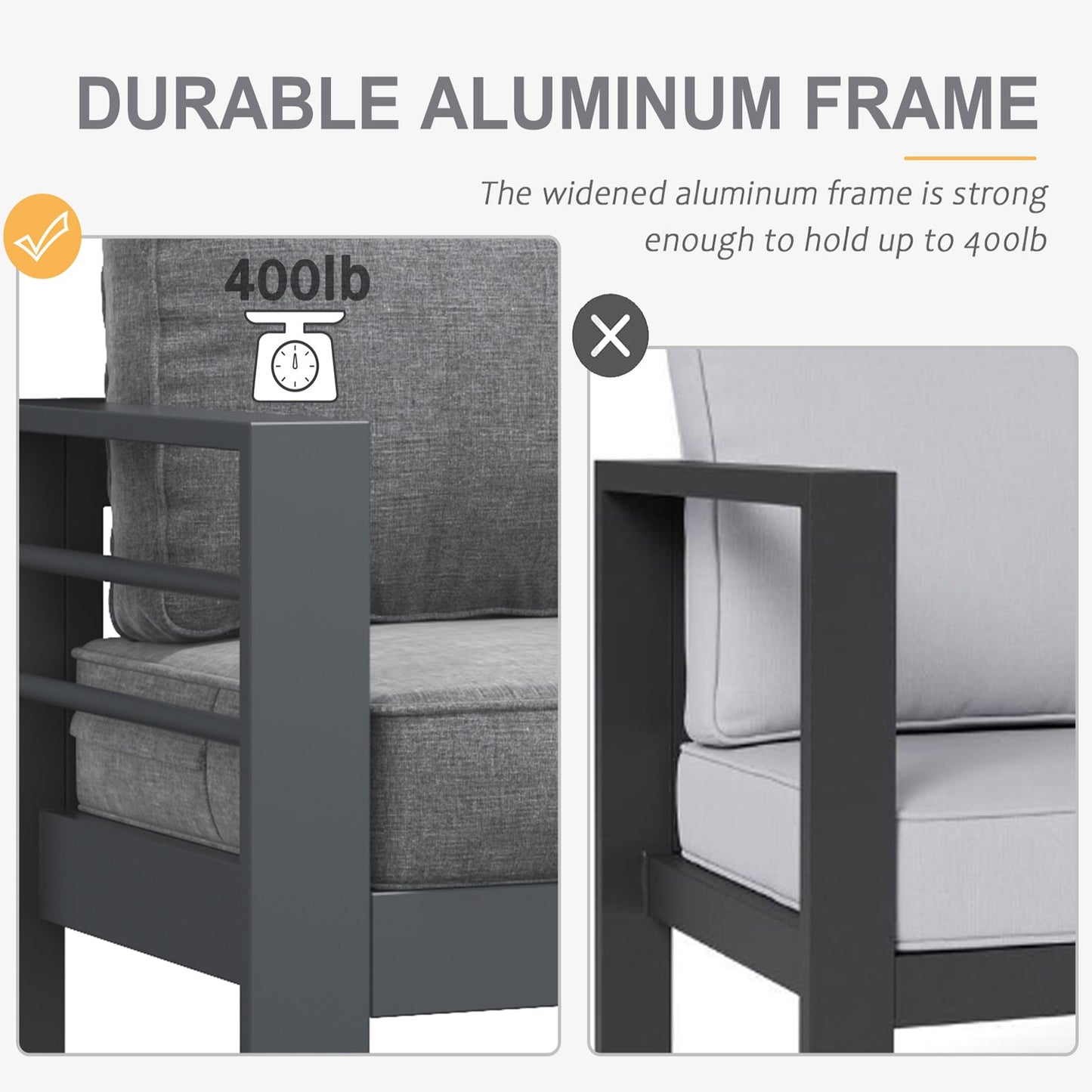 LayinSun 5 - Piece Outdoor Aluminum Furniture Set with Rectangle Coffee Table