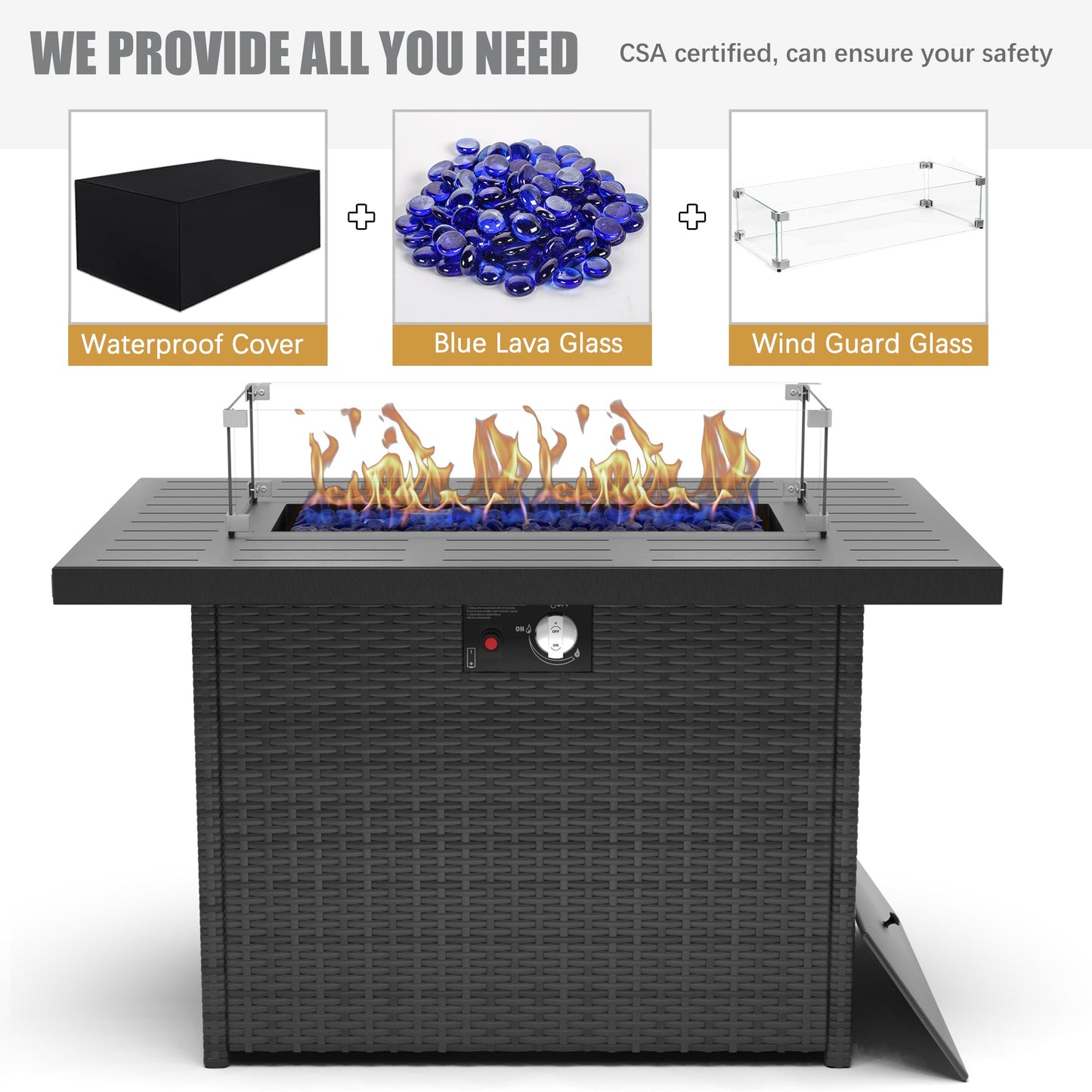LayinSun 5 - Piece Outdoor Aluminum Furniture Set with 44'' Propane Gas Fire Pit Table