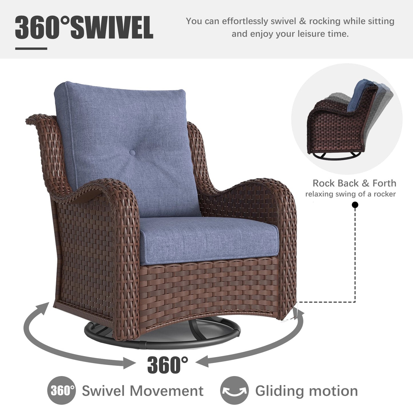 LayinSun 7 - Piece Outdoor Conversation Set with 44'' Propane Fire Pit Table and Swivel Chairs