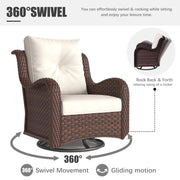 LayinSun 7 - Piece Outdoor Conversation Set with 44'' Propane Fire Pit Table and Swivel Chairs