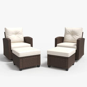LayinSun 4 Pieces Traditional Patio Furniture Set with Wicker Swivel Chairs & Ottomans