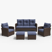 LayinSun 5 Pieces Traditional Patio Furniture Set with Wicker Armchair Chairs