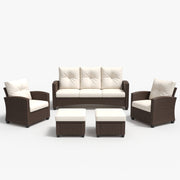 LayinSun 5 Pieces Traditional Patio Furniture Set with Wicker Armchair Chairs