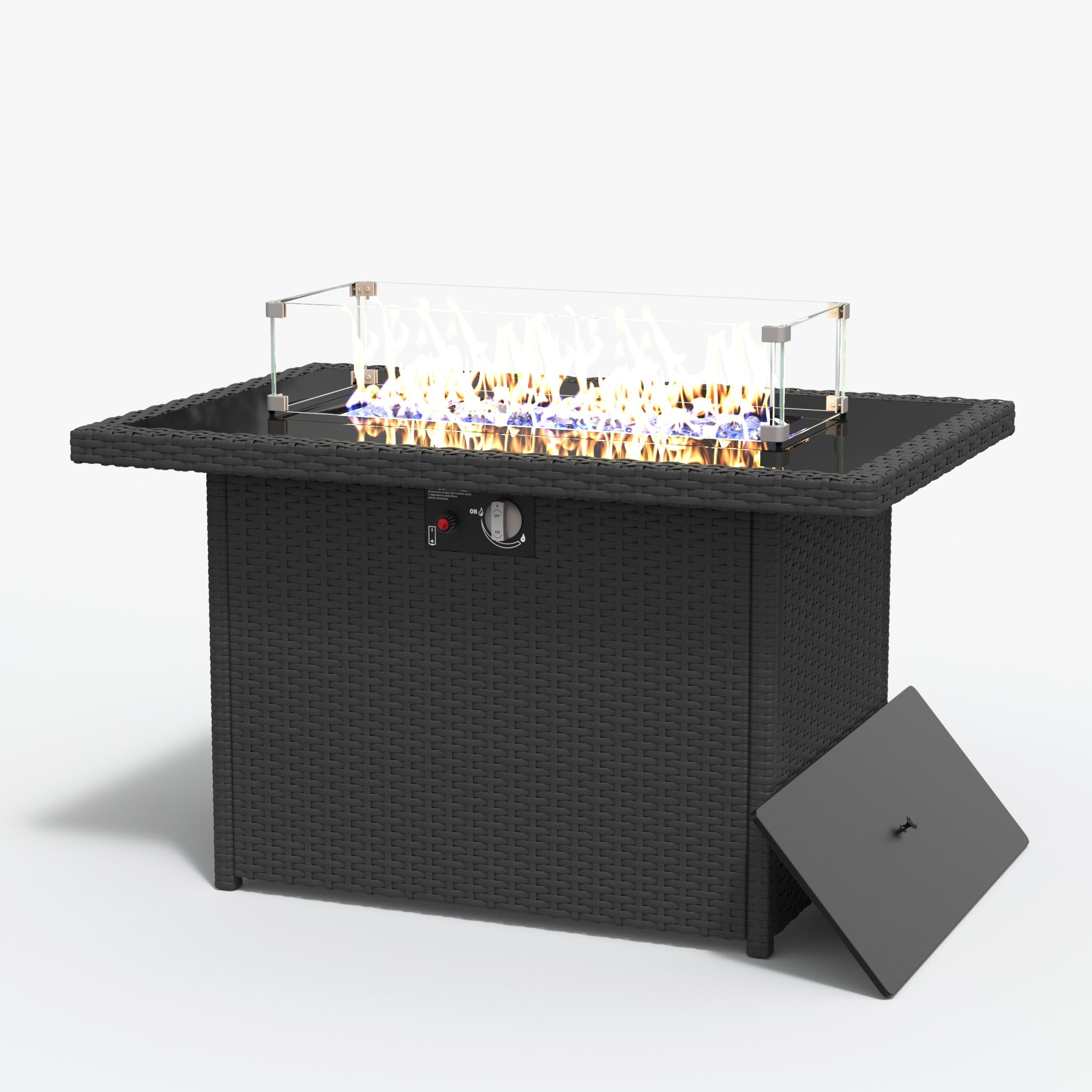 LayinSun 44-Inch Propane Gas Rectangle Fire Pit Table 55000 BTU Firepits for Outside