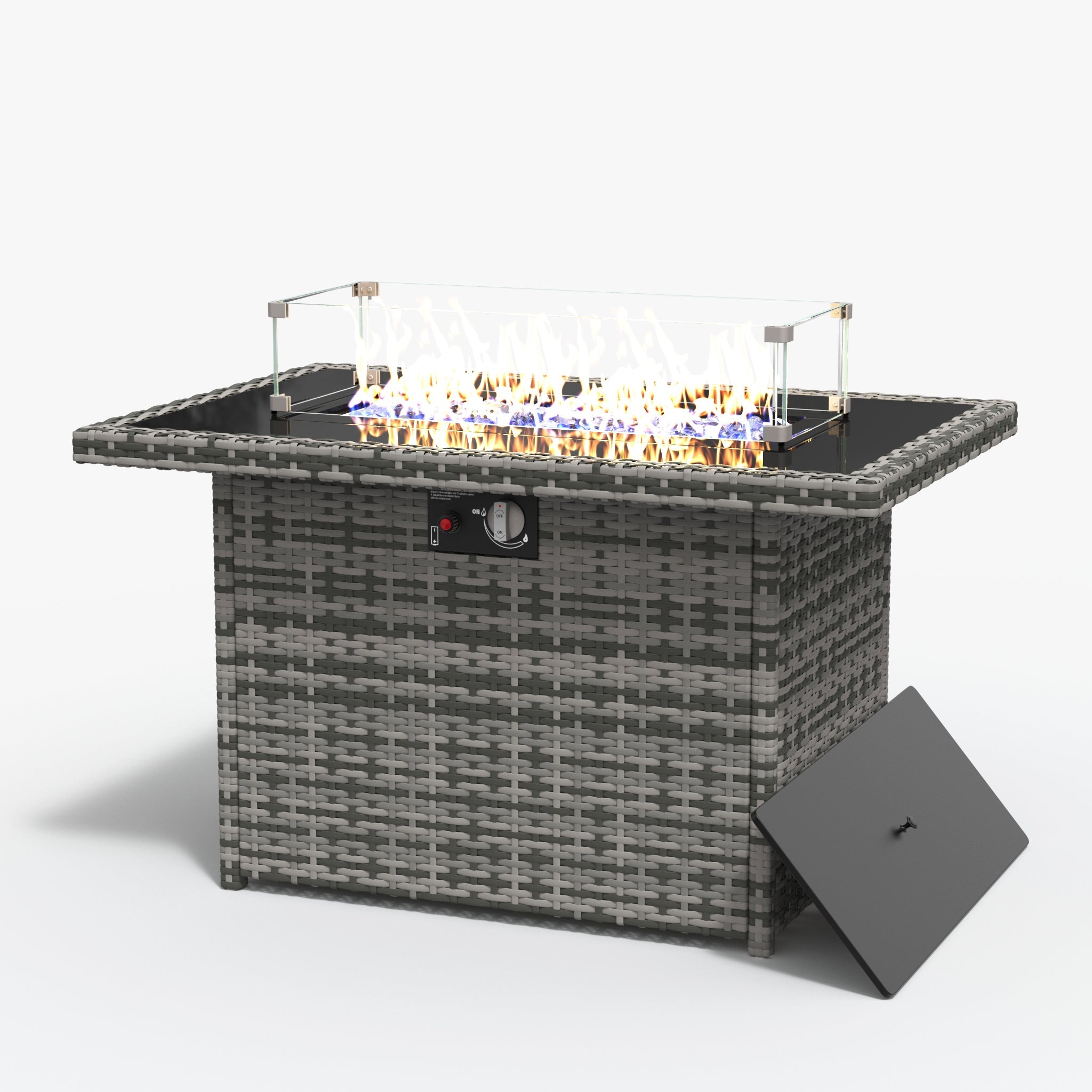 LayinSun 44-Inch Propane Gas Rectangle Fire Pit Table 55000 BTU Firepits for Outside