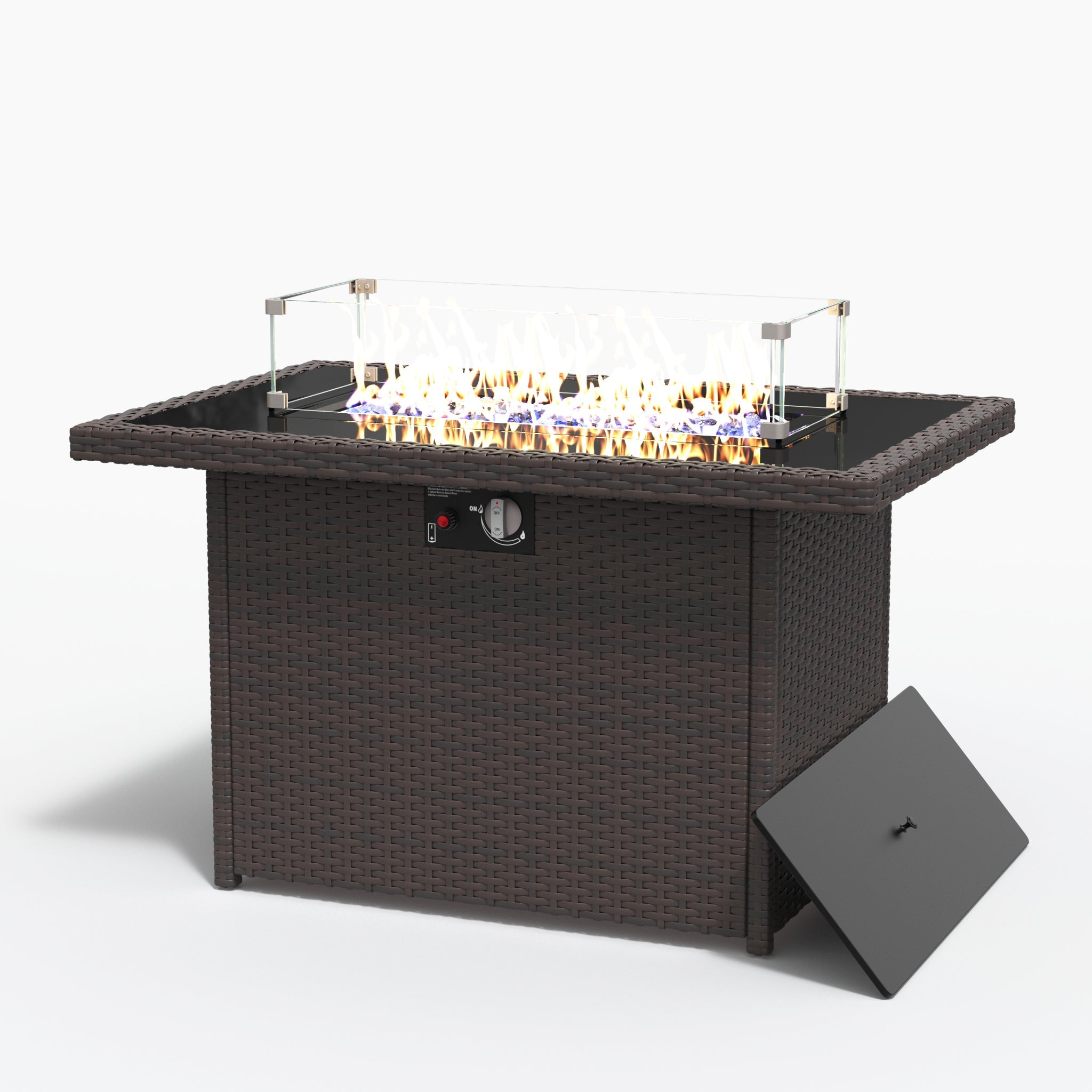 LayinSun 44-Inch Propane Gas Rectangle Fire Pit Table 55000 BTU Firepits for Outside