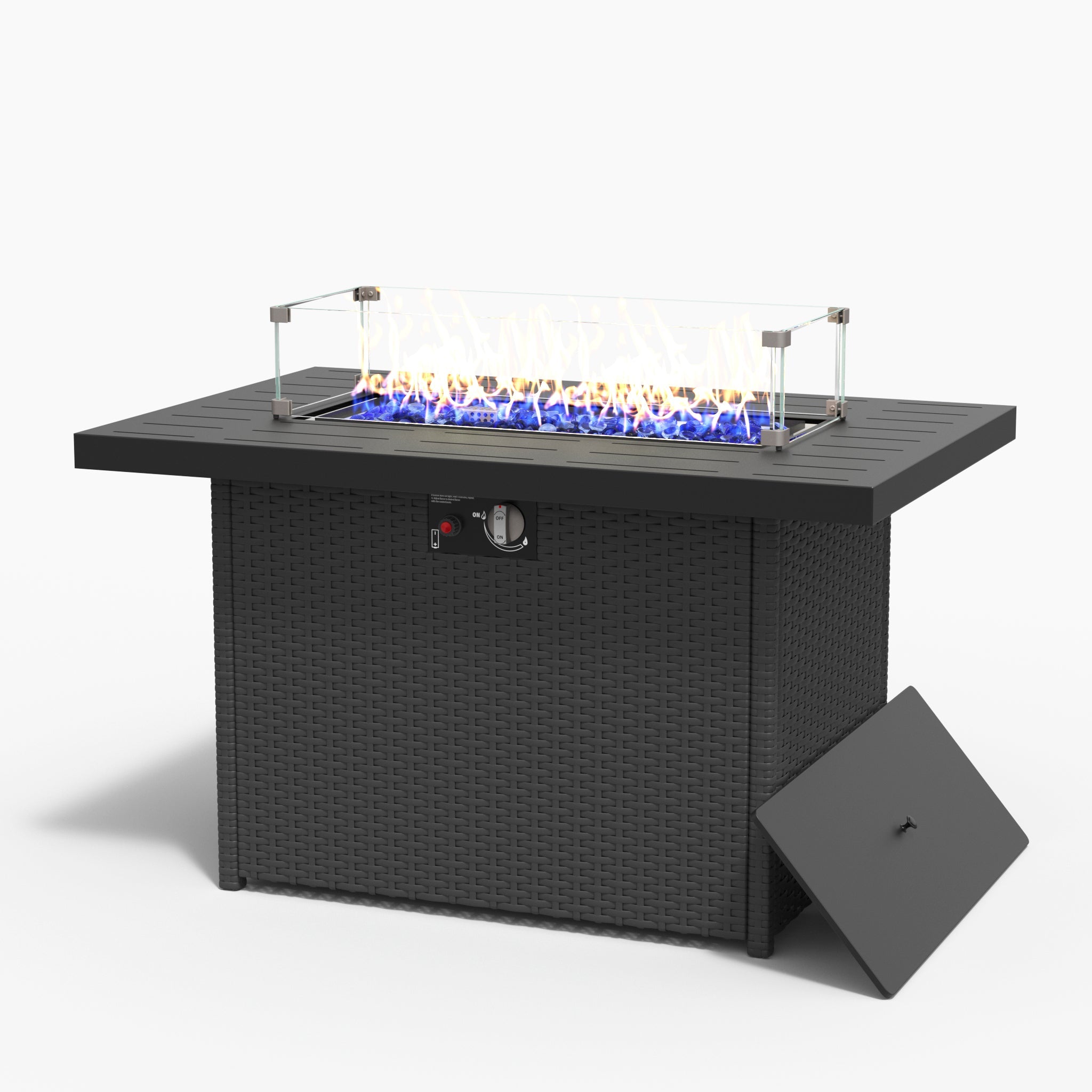 LayinSun 44-Inch Propane Gas Rectangle Fire Pit Table - Aluminum Tabletop