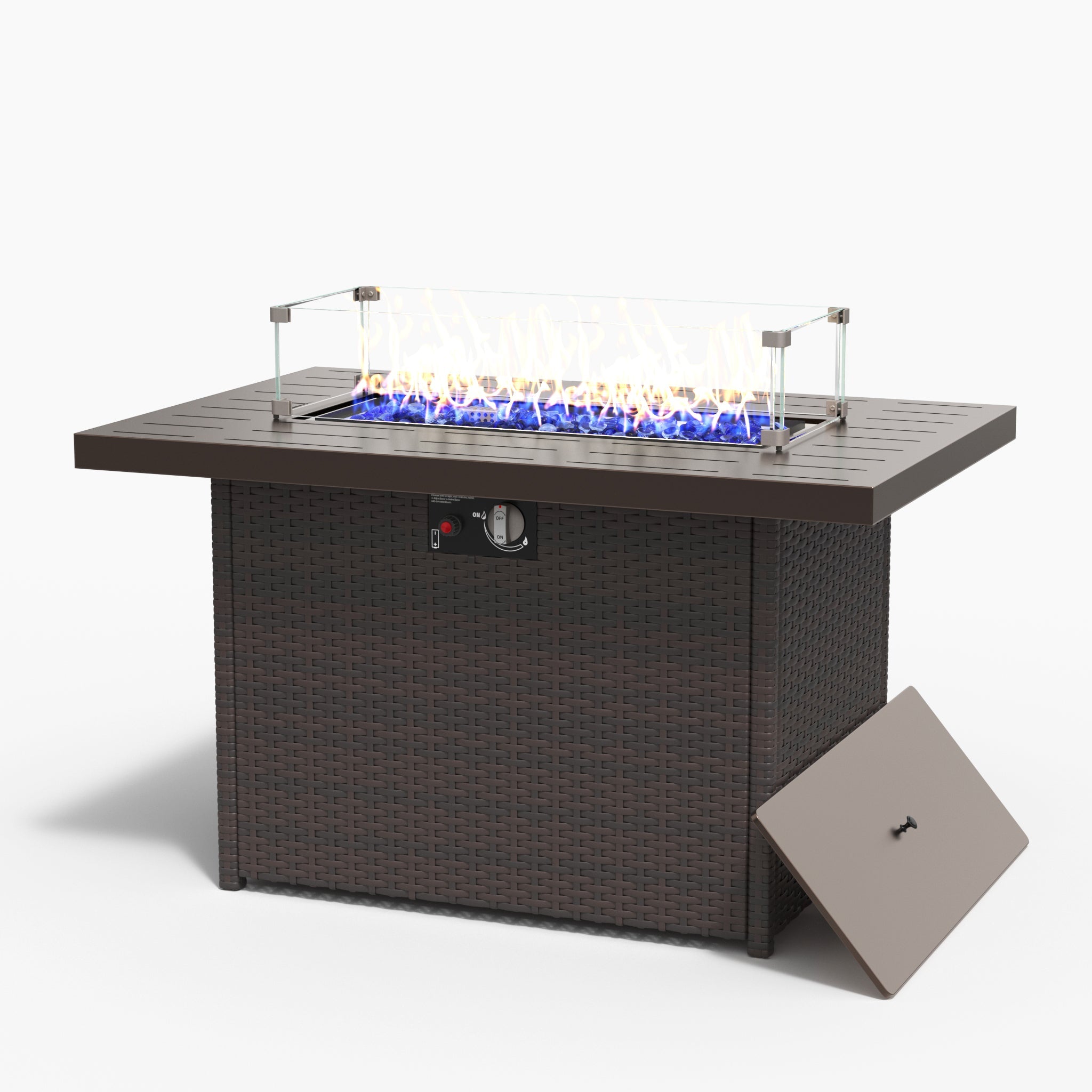 LayinSun 44-Inch Propane Gas Rectangle Fire Pit Table - Aluminum Tabletop