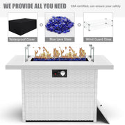 LayinSun 5 Piece Hight Back Aluminum Outdoor Furniture Set with Propane Fire Pit Table