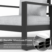 LayinSun 5 Piece Hight Back Aluminum Outdoor Furniture Set with Propane Fire Pit Table
