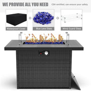 LayinSun 5 Piece Hight Back Aluminum Outdoor Furniture Set with Propane Fire Pit Table