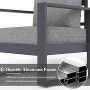 LayinSun 5 Piece Hight Back Aluminum Outdoor Furniture Set with Propane Fire Pit Table