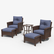LayinSun 5 Piece Patio Set with wicker Swivel Rocking Chairs