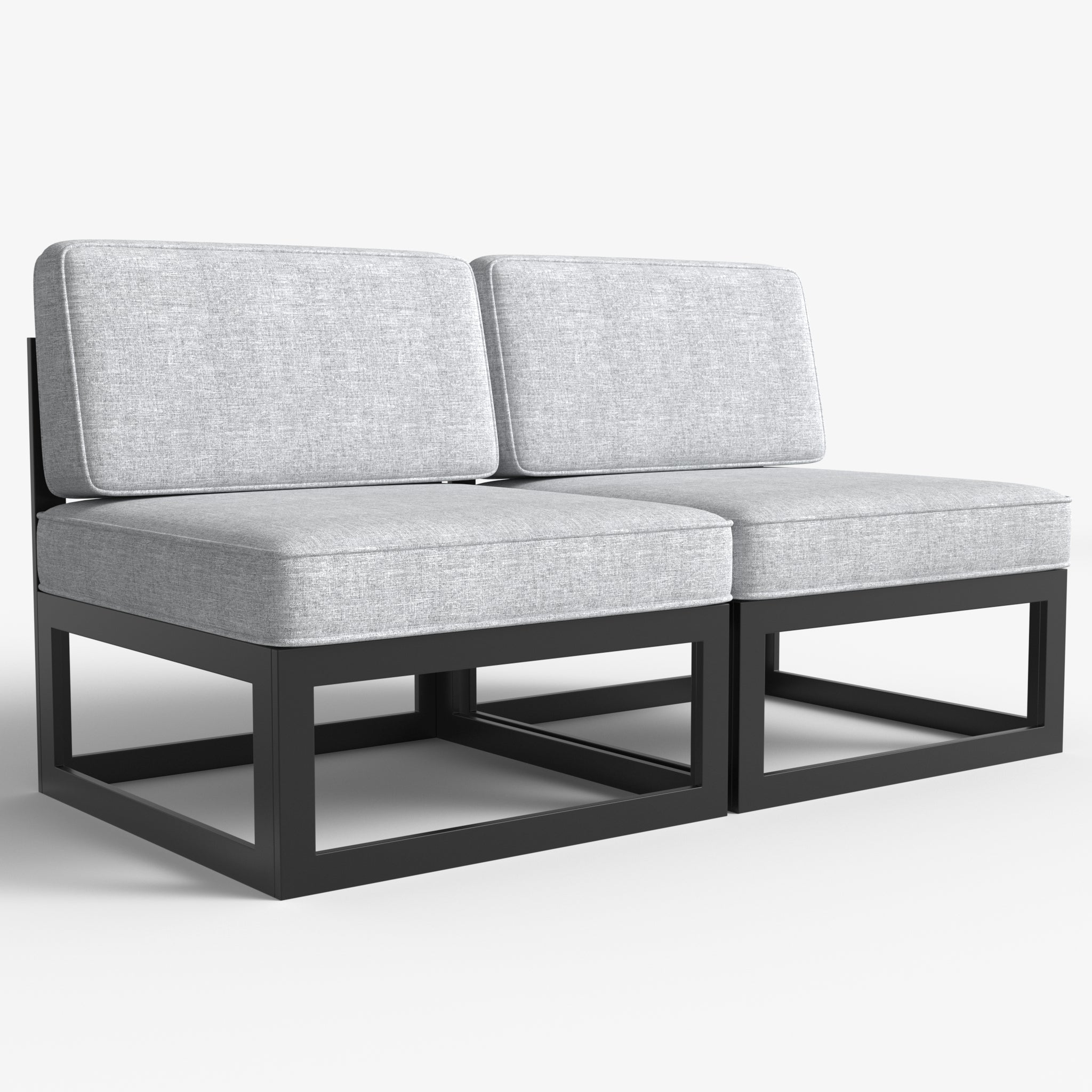 LayinSun Modern Aluminum Outdoor Modular Sectional Single Chairs (Set of 2)