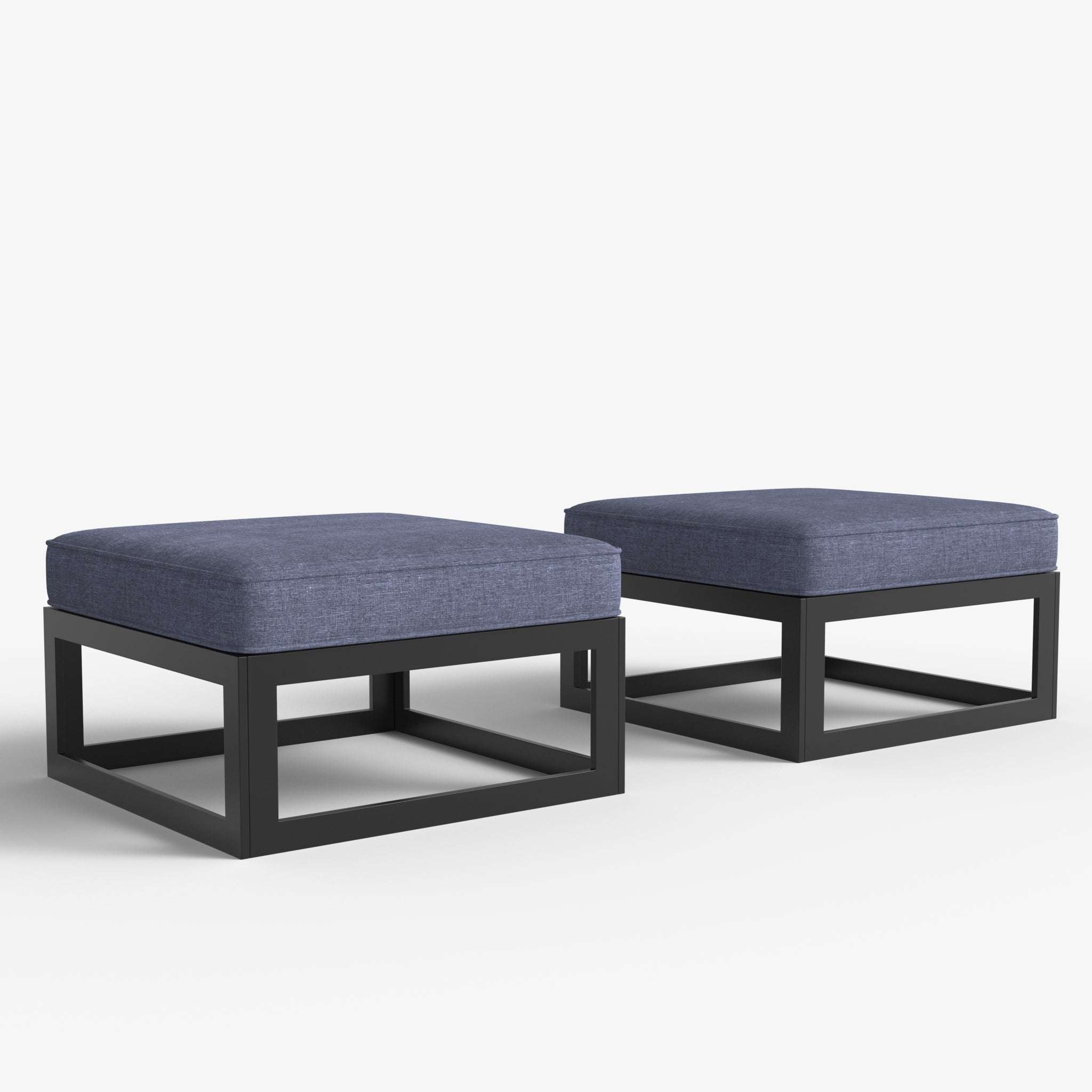 LayinSun Modern Aluminum Outdoor Modular Ottomans (Set of 2)