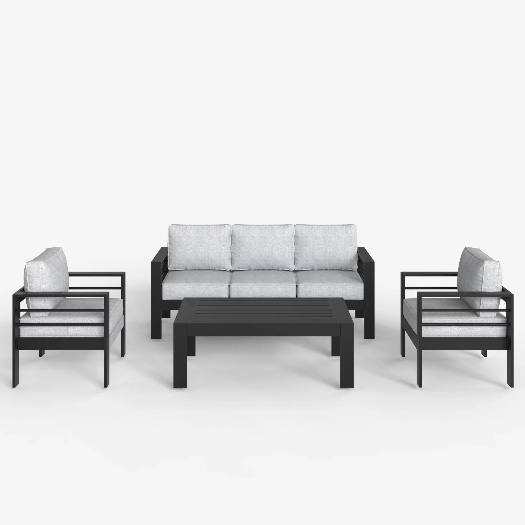 LayinSun 4 - Piece Outdoor Aluminum Sofa Set with Rectangle Coffee Table