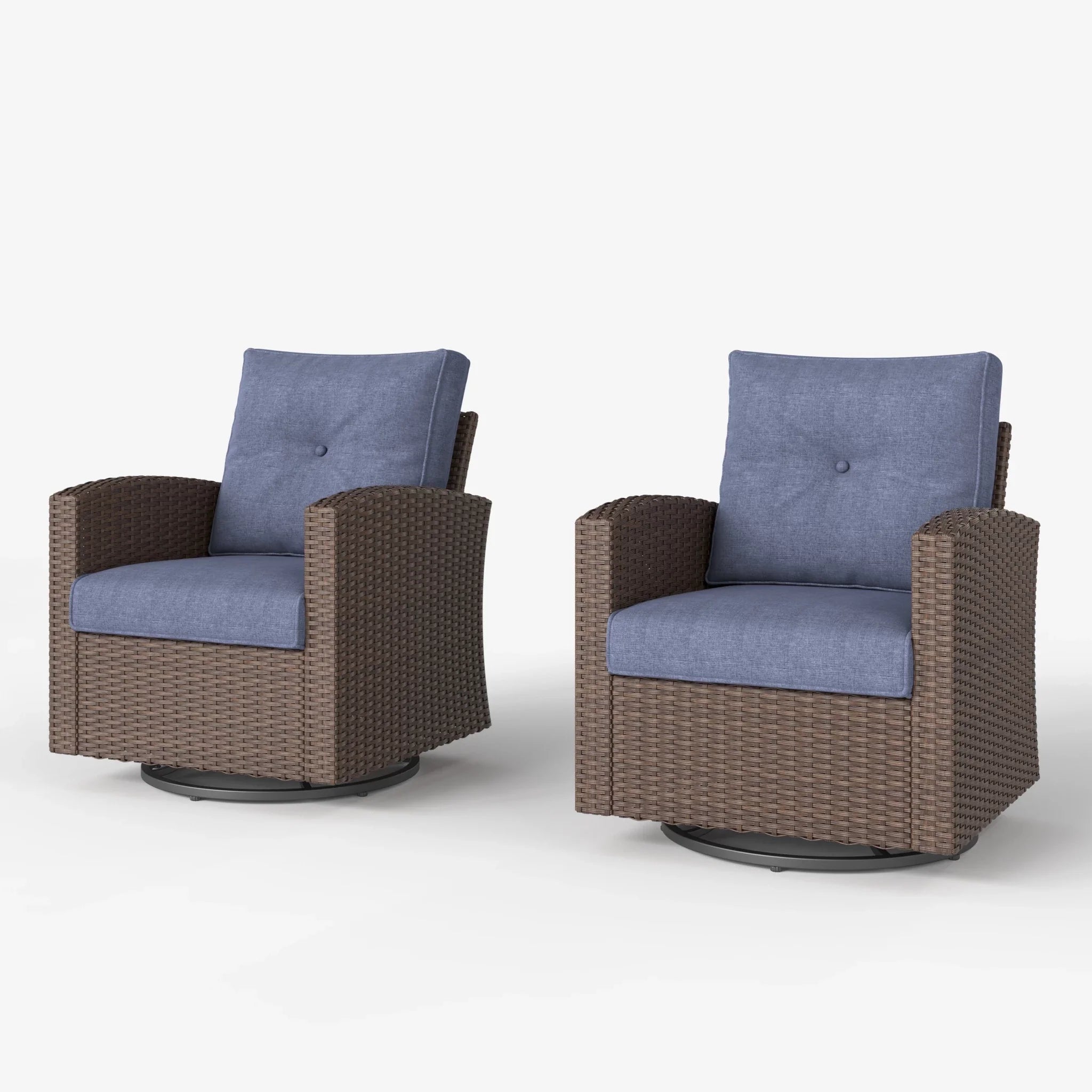 LayinSun Traditional Wicker Swivel Chairs Set of 2 - Latina Collection