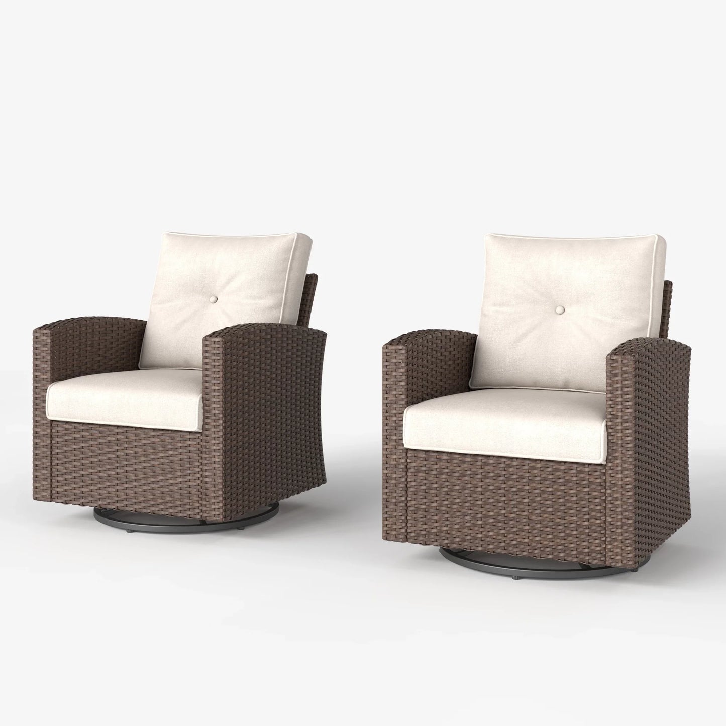 LayinSun Traditional Wicker Swivel Chairs Set of 2 - Latina Collection