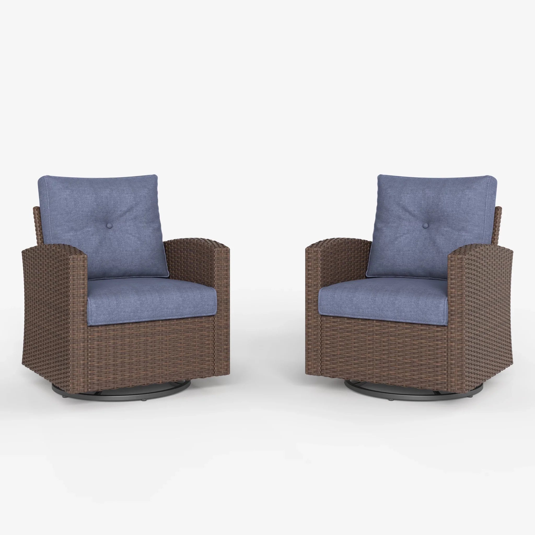 LayinSun Traditional Wicker Swivel Chairs Set of 2 - Latina Collection